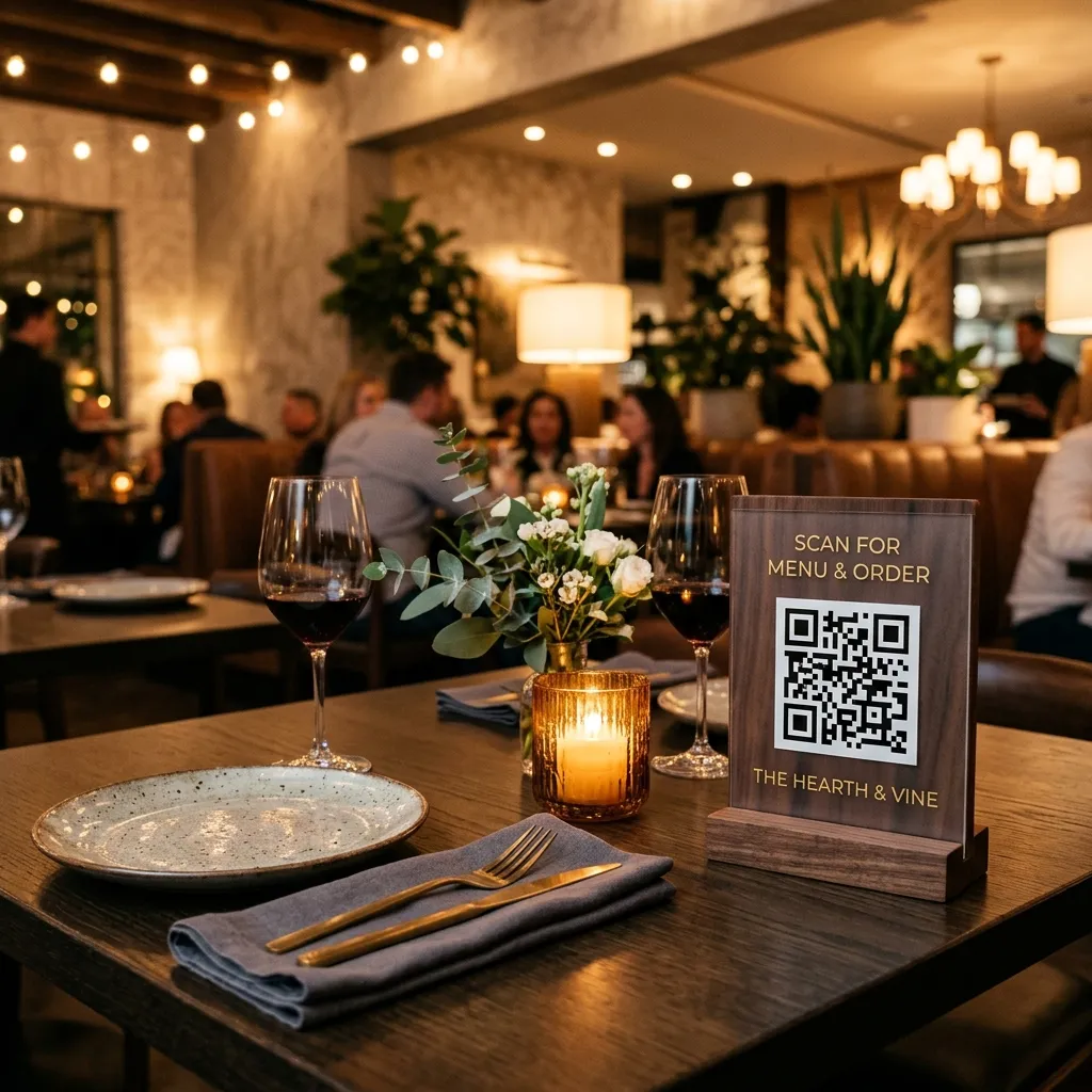 Menú QR en una mesa elegante